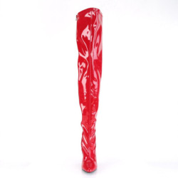 Pleaser SEDUCE-3000 Red Stiletto Heeled Thigh Boots
