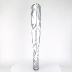 Pleaser SEDUCE-3000 Silver Stiletto Heeled Thigh Boots