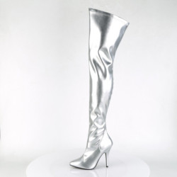 Pleaser SEDUCE-3000 Silver Stiletto Heeled Thigh Boots
