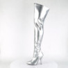Pleaser SEDUCE-3000 Silver Stiletto Heeled Thigh Boots