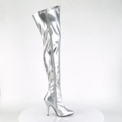 Pleaser SEDUCE-3000 Silver Stiletto Heeled Thigh Boots