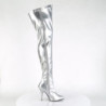Pleaser SEDUCE-3000 Silver Stiletto Heeled Thigh Boots