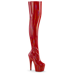 Pleaser ADORE-3000HWR Red Hologram Overknee Boots