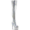 Pleaser ADORE-3000HWR Silver Hologram Overknee Boots