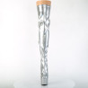 Pleaser ADORE-3000HWR Silver Hologram Overknee Boots