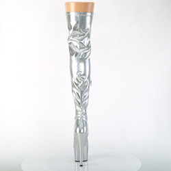 Pleaser ADORE-3000HWR Silver Hologram Overknee Boots