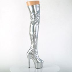 Pleaser ADORE-3000HWR Silver Hologram Overknee Boots