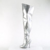 Pleaser SEDUCE-3000WC Silver Wide Shaft Thigh Boots