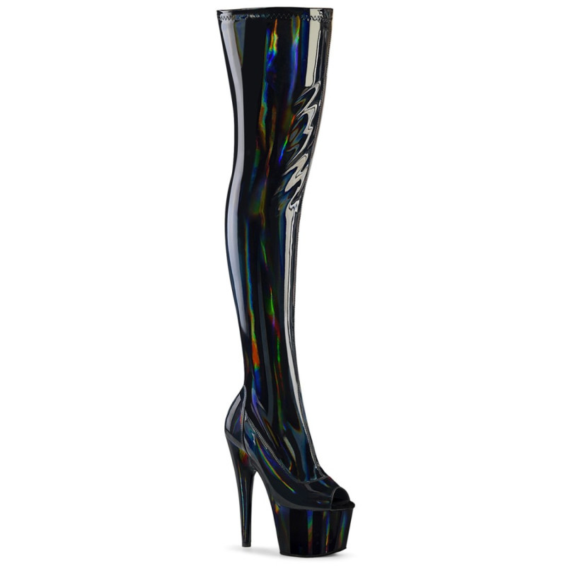 Pleaser ADORE-3011HWR Black Hologram Overknee Boots Pleaser ADORE-3011HWR Black Hologram Overknee Boots