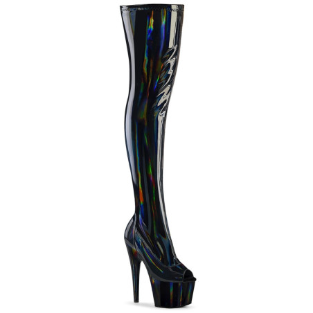 Pleaser ADORE-3011HWR Black Hologram Overknee Boots