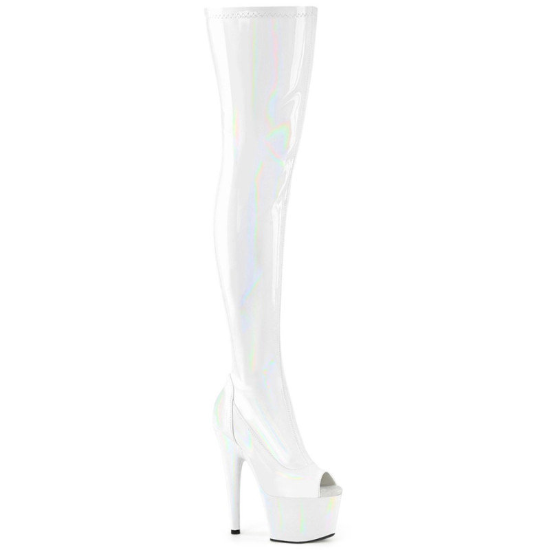 Pleaser ADORE-3011HWR White Hologram Overknee Boots Pleaser ADORE-3011HWR White Hologram Overknee Boots