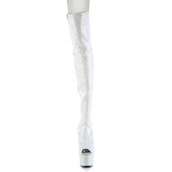 Pleaser ADORE-3011HWR White Hologram Overknee Boots