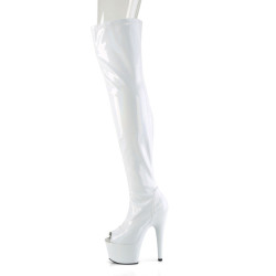 Pleaser ADORE-3011HWR White Hologram Overknee Boots
