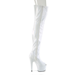 Pleaser ADORE-3011HWR White Hologram Overknee Boots
