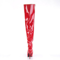 Pleaser SEDUCE-3010 Red Heeled Thigh High Boots