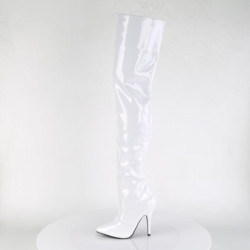 Pleaser SEDUCE-3010 White Heeled Thigh High Boots
