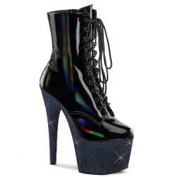 Pleaser BEJEWELED-1020-7 Black Hologram Patent Strass