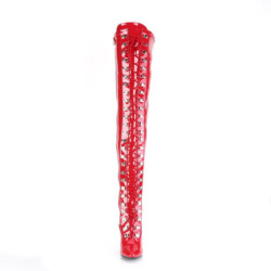 Pleaser SEDUCE-3024 Red Laced Thigh High Boots