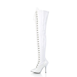 Pleaser SEDUCE-3024 White Laced Thigh High Boots
