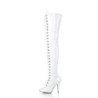 Pleaser SEDUCE-3024 White Laced Thigh High Boots