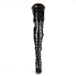 Pleaser SEDUCE-3028 Patent Buckle Thigh High Boots
