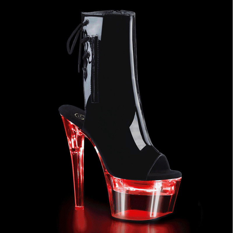 Pleaser FLASHDANCE-1018-7 Black Patent Transparent Boots