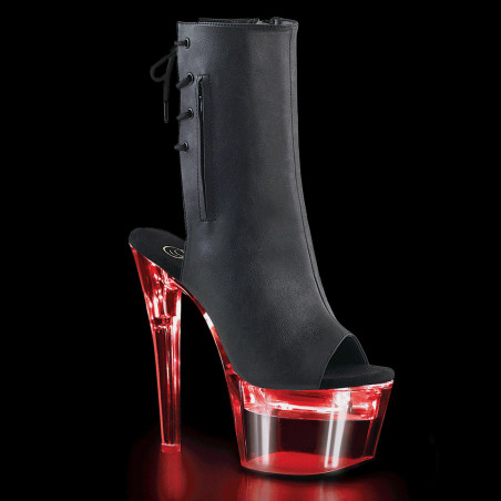 Pleaser FLASHDANCE-1018-7 Black Vegan Leather Transpare