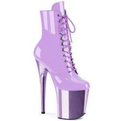 Pleaser FLAMINGO-1020 Lavender Patent Chrome Ankle Boots
