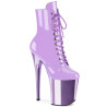 Pleaser FLAMINGO-1020 Lavender Patent Chrome Ankle Boots