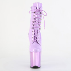 Pleaser FLAMINGO-1020 Lavender Patent Chrome Ankle Boots
