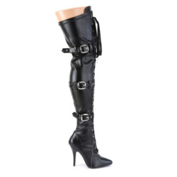 Pleaser SEDUCE-3028 Vegan Buckle Thigh High Boots