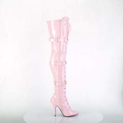 Pleaser SEDUCE-3028 Rose Buckle Thigh High Boots