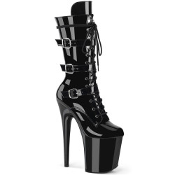 Pleaser FLAMINGO-1053 Black Patent Women Ankle Boots