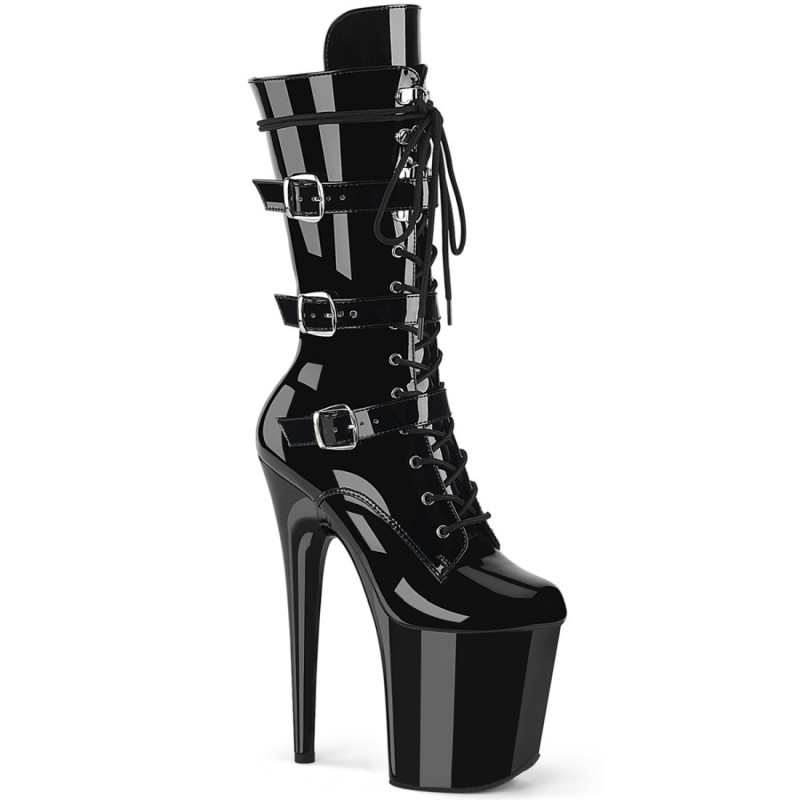 Pleaser FLAMINGO-1053 Black Patent Women Ankle Boots Pleaser FLAMINGO-1053 Black Patent Women Ankle Boots