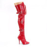 Pleaser SEDUCE-3028 Red Buckle Thigh High Boots