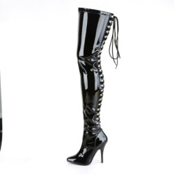 Pleaser SEDUCE-3063 Patent Laced Thigh High Boots