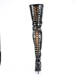 Pleaser SEDUCE-3063 Patent Laced Thigh High Boots