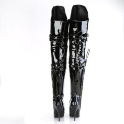 Pleaser SEDUCE-3080 Patent Buckle Thigh High Boots