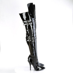 Pleaser SEDUCE-3080 Patent Buckle Thigh High Boots