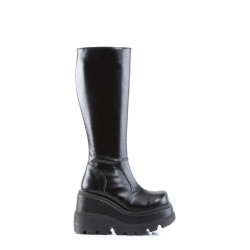 Demonia SHAKER-100 Black Vegan Platform Wedge Knee Boots