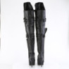 Demonia WAVE-315 Patent Platform Wedge Thigh High Boots