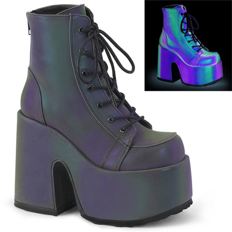 Demonia CAMEL-203 Green Reflective Chunky Platform Boots