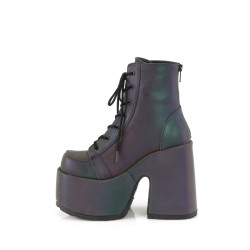 Demonia CAMEL-203 Green Reflective Chunky Platform Boots
