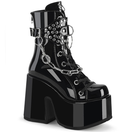Demonia CAMEL-65 Black Patent Chunky Platform Boots