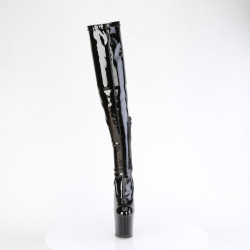 Pleaser CRAZE-3000 Black Patent Heelless Overknee Boots