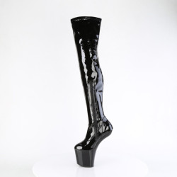 Pleaser CRAZE-3000 Black Patent Heelless Overknee Boots