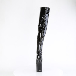 Pleaser CRAZE-3000 Black Patent Heelless Overknee Boots