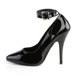 Pleaser SEDUCE-431 Black Ankle Strap Heeled Pumps