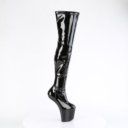 Pleaser CRAZE-3000 Black Patent Heelless Overknee Boots