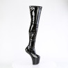 Pleaser CRAZE-3000 Black Patent Heelless Overknee Boots